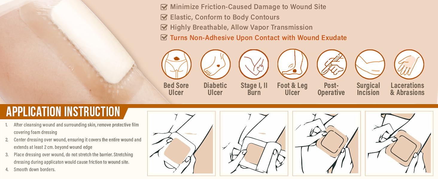 EVERLIT Silicone Foam Dressing One-Step Application for Advanced Wound Care with Improved Adhesion