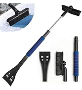 Ice Scraper and Snow Brush for Car, Lightweight 7" Brush Head & 33.5" Extendable Handle for Quick...