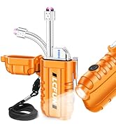LcFun USB Rechargeable Electric Arc Lighter Windproof Plasma Lighters with LED Battery Display, W...