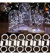 HXWEIYE 12 Pack LED White Fairy Lights Battery Operated, 7ft 20LED Mini Fairy String Lights Mason...
