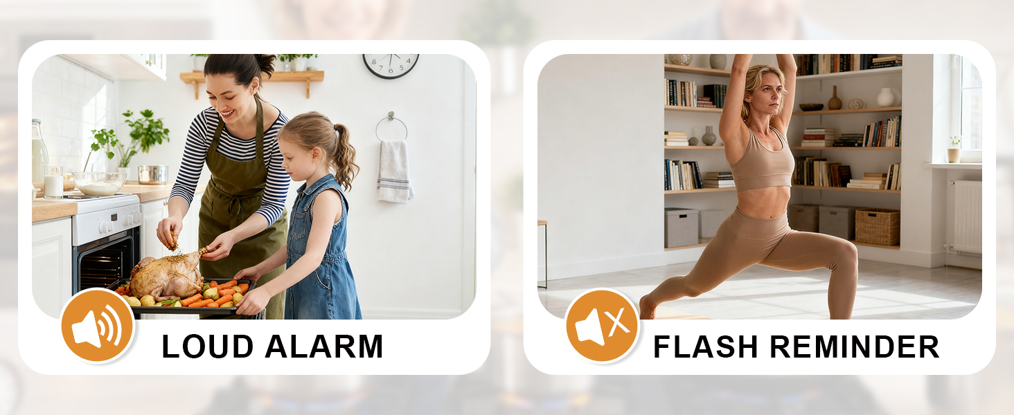 Loud Alarm & Silent Timer Modes