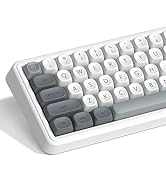 dagaladoo PBT Keyboard keycaps Japanese Style, White/Grey MOA Keycap Set Dye-Sublimation,Retro Cu...