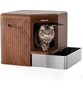 Gradner Pet Cat Litter Tray, Odour-Resistant Enclosed Cat Litter Box, Covered Litter Tray for S/M...