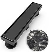 WEBANG 12 Inch Shower Linear Black Drain Rectangular Floor Drain with Accessories Reversible 2-in...