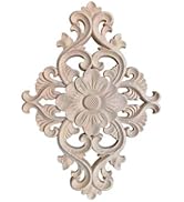 Healifty Wooden Carved Onlay Applique Unpainted Carving Flower Onlay Wood Door Cabinet Cupboard F...