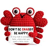 Positive Crochet Crab Animal Encouragement Don't Be Crabby Mini Handmade Birthday Gifts for Chris...
