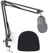 Seiren Mini Boom Arm Mic Stand with Pop Filter, Adjustable Suspension Boom Scissor Arm Stand with...