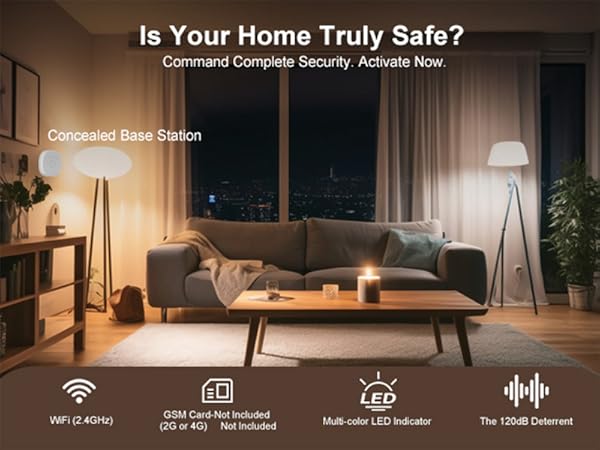 Wireless Home Security System with Wireless 24/7 Professional Monitoring - No Contract - Alexa