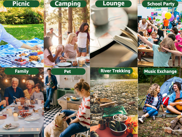for picnic camping lounge school party family pet river trekking music exchange