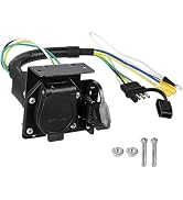 4-Way Flat to 7-Way Round RV Blade Trailer Adapter,4 Pin to 7 Pin Trailer Light Adapter Wiring Ha...