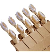 MgcSto Bamboo Toothbrushes 10 Count - BPA Free Medium Bristles, Compostable Natural Wooden Toothb...