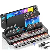 Switch 2 Charging Dock Station & Organizer Station for Nintendo Switch 2, 4-In-1 Charging Dock Ba...