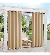 NICETOWN Weighted Outdoor Curtains for Patio Waterproof 84 inches Long 2 Panels, Windproof Drapes...