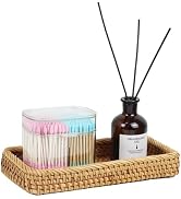 Rattan Bathroom Tray Countertop, Wicker Toilet Tank Basket, Decorative Bathroom Vanity Tray for D...