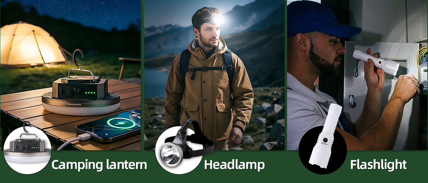 Amkulop Camping Lantern Headlamp Flashlight