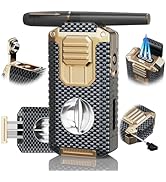 5-in-1 Torch Lighter with Cutter, Punch, Holder, Draw Enhancer Tool, and Triple Windproof Jet Fla...