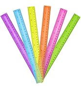 DAGONGREN 30 Pack Clear Plastic Rulers 12 Inch,Transparent Assorted Color Metric Bulk Rulers with...