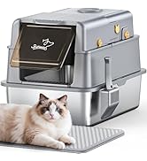 L7 Pro-Stainless Steel Litter Box with Lid, XXL Extra Large Enclosed Metal Cat Box for Kitty&Big ...