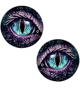 MOXRUQ 2 PCS Car Beast Eyes Decals, 3D Stereo Beast Eyes Stickers, Waterproof J-eep Round Light D...