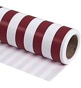 RUSPEPA Wrapping Paper - Mini Roll - Wine Red and White Stripe Design Perfect for Christmas, Birt...