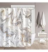 MitoVilla Grey Gold Marble Shower Curtain Liner 72 x 78, Abstract Modern Long Shower Curtain Set ...