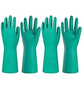Bamllum 2 Pairs Reusable Kitchen Gloves for Washing Dishes - Nitrile Rubber Dishwashing Gloves, R...