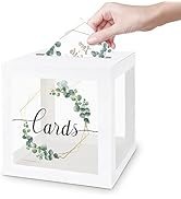 LIKAJON 1 Pack Wedding White Card Box, Transparent Gift Card Box for Wedding Decorations for Rece...