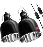 MECESOR Reptile Light Fixture, 2 Packs 5.5 Inch Deep Dome Lampshade, Reptile Heat Lamp Fixture wi...