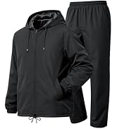 UIQUR Mens Rain Suit Waterproof Rain Jacket with Rain Pants 2 Pieces Lightweight Packable Raincoa...