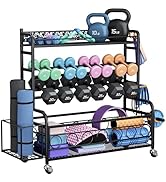 Dumbbell Rack, VOPEAK Weight Rack for Home Gym, Home Gym Storage Rack for Yoga Mat Kettlebells an...