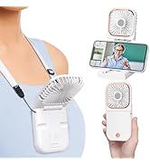 F-color Portable Fan Personal Rechargeable Battery with Power Bank, Phone Holder, Neck Lanyard an...