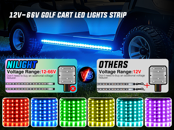 6PCS Golf Cart Underbody Lights Kit RGB Multi-Mode LED Neon Accent Lighting Lamp