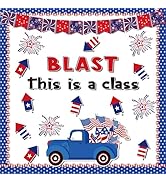 AnyDesign 79Pcs Patriotic Bulletin Board Decor Set 4th of July Red Blue Star Truck Fireworks Pape...