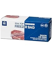 24/7 Bags- Gallon Freezer Bags, 120 Count with Stand Up Bottom and New Calendar Feature, Easy Fill