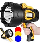 Rechargeable Spotlight, 99000 Lumens Super Bright Led Spotlights Flashlight with Cob Light & Fold...