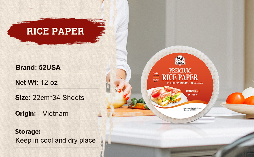 52usa Round rice paper 1 pack, 340G/PACK