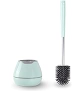 BOOMJOY Toilet Brush with Holder, Silicone Toilet Bowl Brush with Tweezers for Bathroom, RV- Gree...