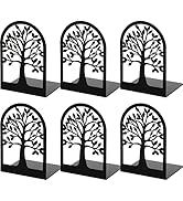 Happyhapi Bookends Metal Book Ends to Hold Books, Tree Decorative Bookends for Shelves, Black Boo...