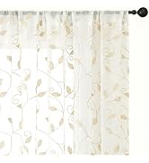 Aiyufeng Natural Sheer Curtains Tiers 36 Inchs Long 2 Panels Set for Bedroom Bathroom,Soft Airy L...