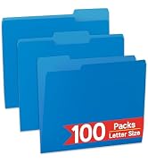VZCPYTPM 100 Packs Blue File Folder,1/3-Cut Tabs,Heavy Duty Paper File Folders Letter Size,8.5x11...