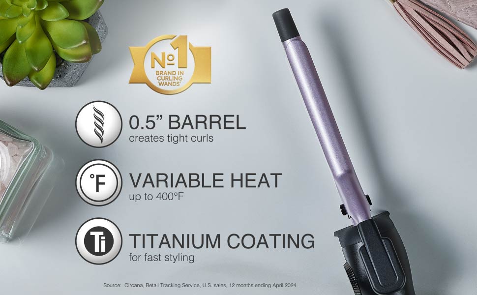 Half inch barrel, precise high heat and titanium coated barrel curling iron
