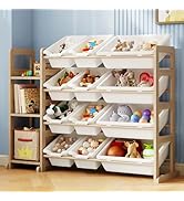 Toy Storage Organizer - Toy Organizers and Storage with Bookshelf, Toy Storage Shelf with 3 Shelv...