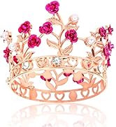 BAHABY Rose Gold Crown Cake Topper for Wedding Birthday Costume Party Favors Small Crown Hair Acc...