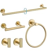 TURS Brushed Gold 5 Piece Bathroom Hardware Set, SUS304 Stainless Steel Bath Towel Bar Set, 24 In...