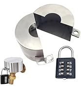 Outdoor Faucet Lock Cover with Combination Lock and Padlock – Stainless Steel Spigot Protector fo...