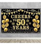 Trgowaul 50th Birthday/Anniversary/Wedding Decorations for Women Men, Cheers to 50 Years Banner, ...