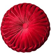 Teieas Round Throw Pillow Velvet Home Decoration Pleated Round Pillow Cushion for Couch Chair Bed...