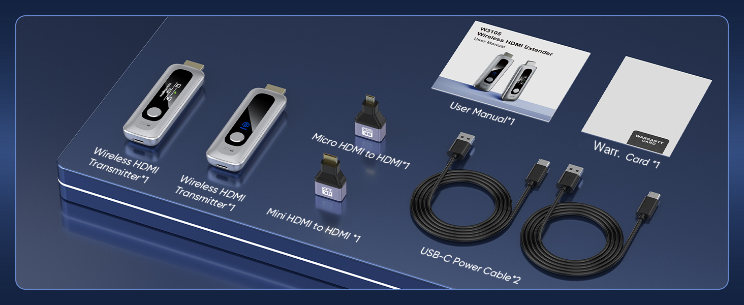 Wireless HDMI Transmitter and Receiver 328FT/100M Plug&Play with LED Display 4K Decode 1080P Output