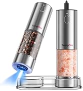 TempPro 100ml Electric Salt and Pepper Grinder Set Rechargeable, Automatic Pepper Grinder Shakers...