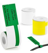 NIIMBOT 3 Roll Set Cable Labels Compatible with B1/B2/B21 Label Maker, 25x78 White/25x38 Yellow /...